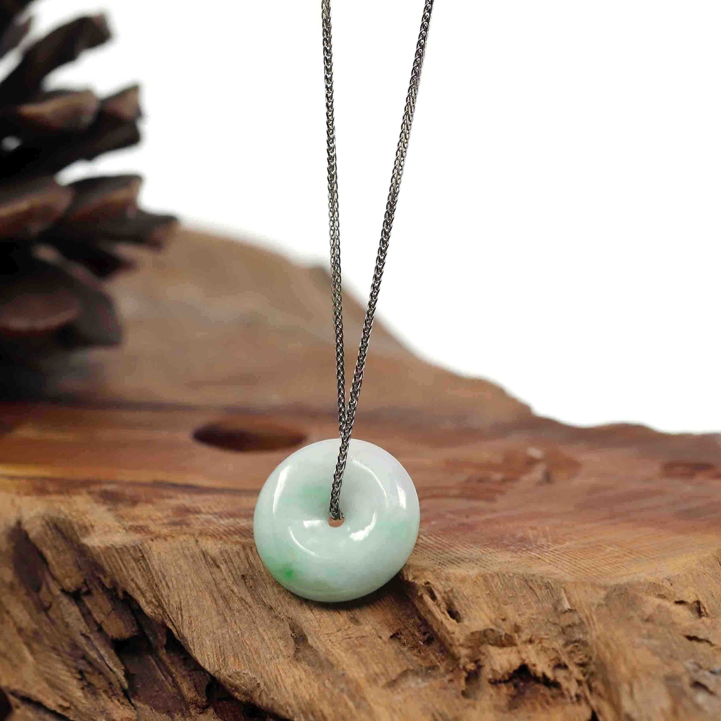 RealJade® Co. Jade Pendant Necklace  RealJade® Co. "Good Luck Button" Necklace Ice Green Jadeite Jade Pendant