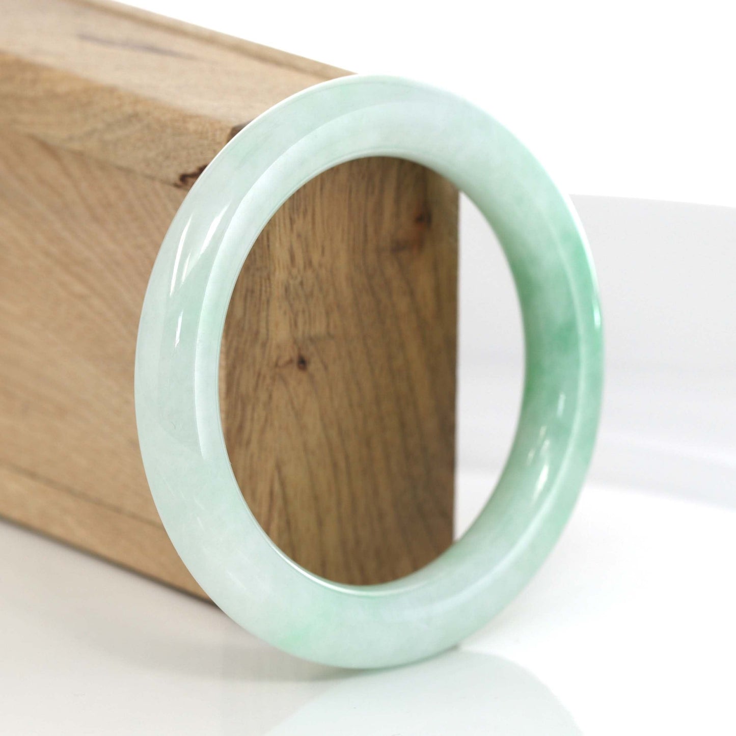 RealJade® Co. Jadeite Jade Bangle Bracelet Genuine Burmese Lavender & Green Jadeite Jade Round Bangle Bracelet ( 59.21 mm ) #620