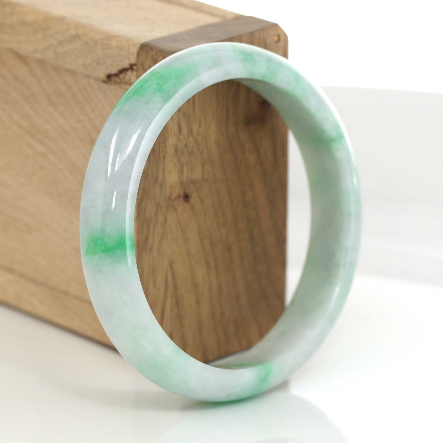 RealJade® Co. Jadeite Jade Bangle Bracelet Genuine Burmese Lavender & Green Jadeite Jade Bangle Bracelet ( 59.21 mm ) #638