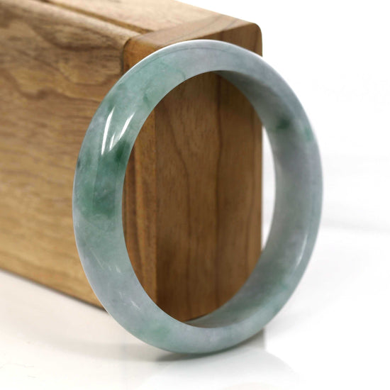 RealJade® Co. Jade Bangle Genuine Burmese Green Jadeite Jade Bangle Bracelet (60.51 mm) #660