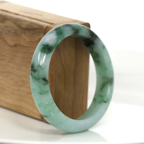 RealJade Co. Jadeite Jade Bangle Bracelet Classic Genuine Burmese Forest Green Jadeite Jade Bangle Bracelet (56.51 mm) #706