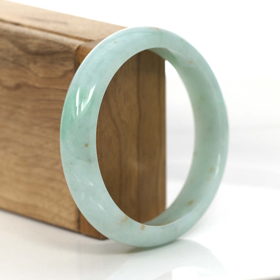 RealJade Co. Jade Bangle Genuine Burmese Green Jadeite Jade Bangle Bracelet (58.82 mm) #704