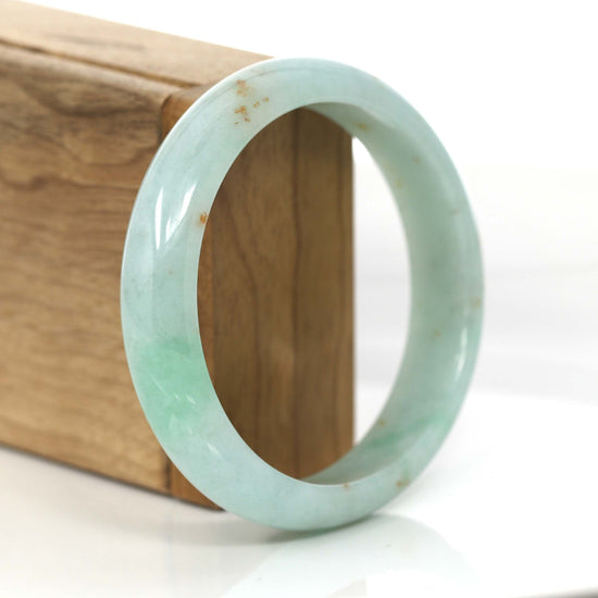 RealJade Co. Jade Bangle Genuine Burmese Green Jadeite Jade Bangle Bracelet (58.82 mm) #704