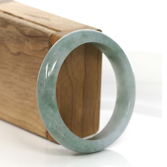 RealJade Co. Jadeite Jade Bangle Bracelet "Classic Real" Genuine Burmese Forest Blue- Green Jadeite Jade Bangle Bracelet (57.28 mm) #745