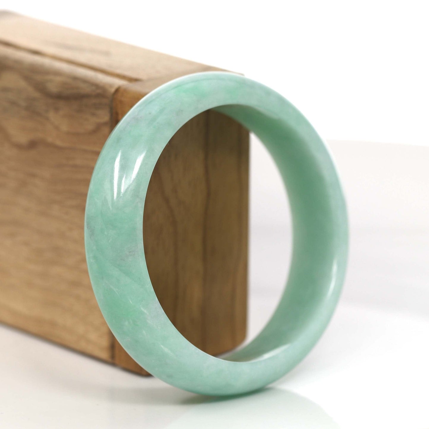 RealJade Co. Jadeite Jade Bangle Bracelet High-quality Apple Green Natural Burmese Jadeite Jade Bangle (59.68 mm ) #888