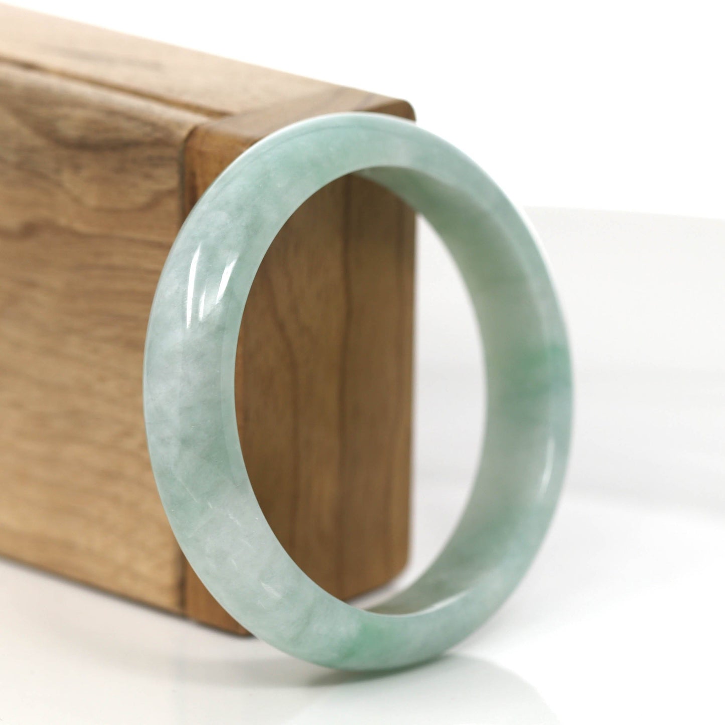 RealJade Co. Jadeite Jade Bangle Bracelet Genuine Burmese Green Jadeite Jade Bangle Bracelet (56.80 mm) #853