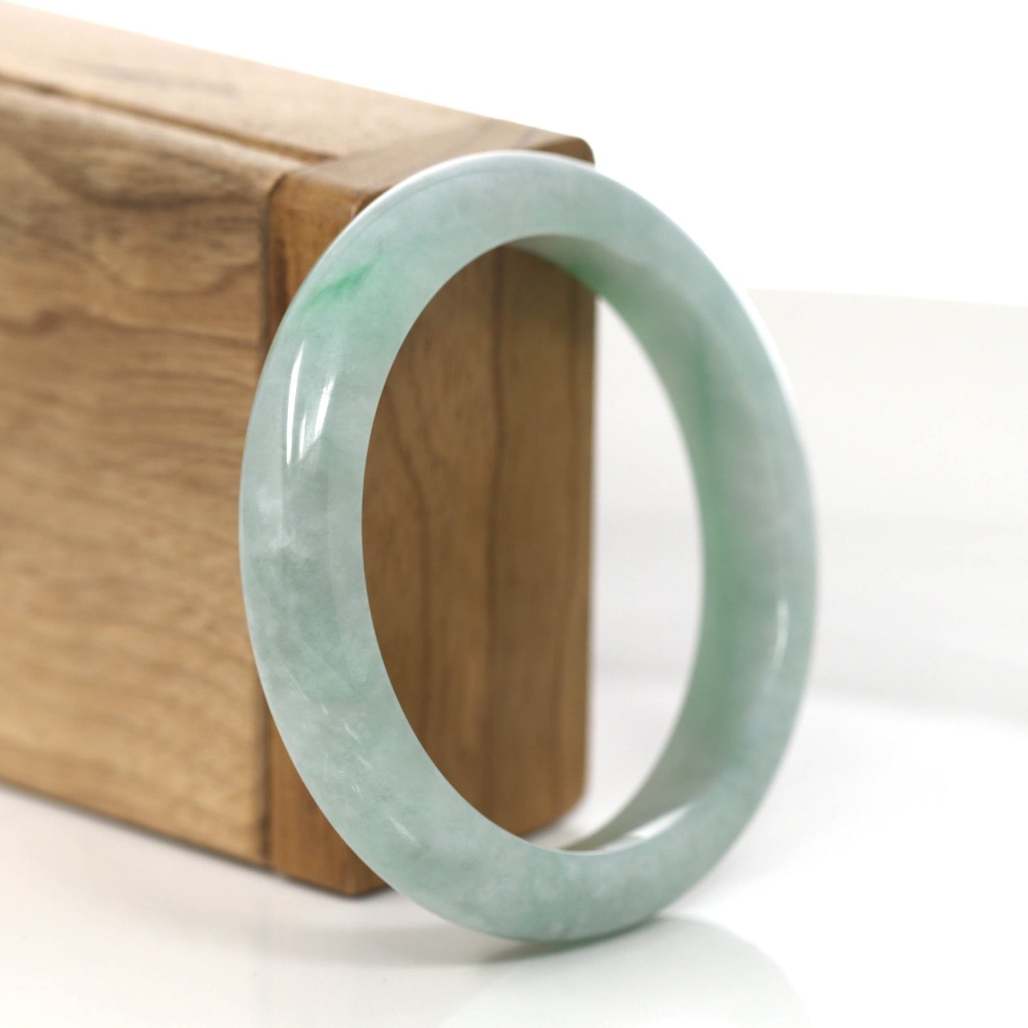 RealJade Co. Jadeite Jade Bangle Bracelet Genuine Burmese Green Jadeite Jade Bangle Bracelet (56.80 mm) #880