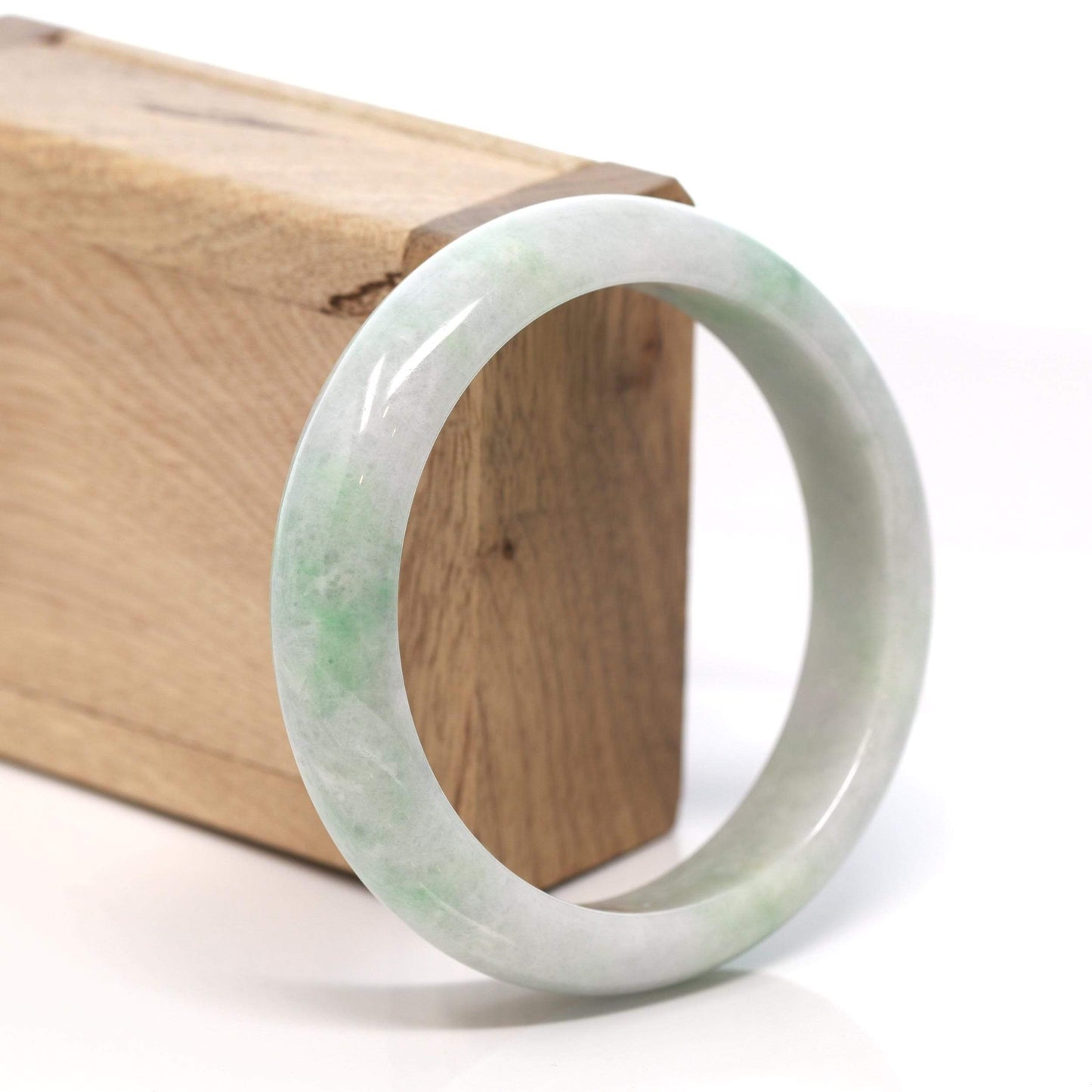 RealJade® "Classic Bangle" Genuine Burmese Green Jadeite Jade Bangle Bracelet (58.28 mm) #155