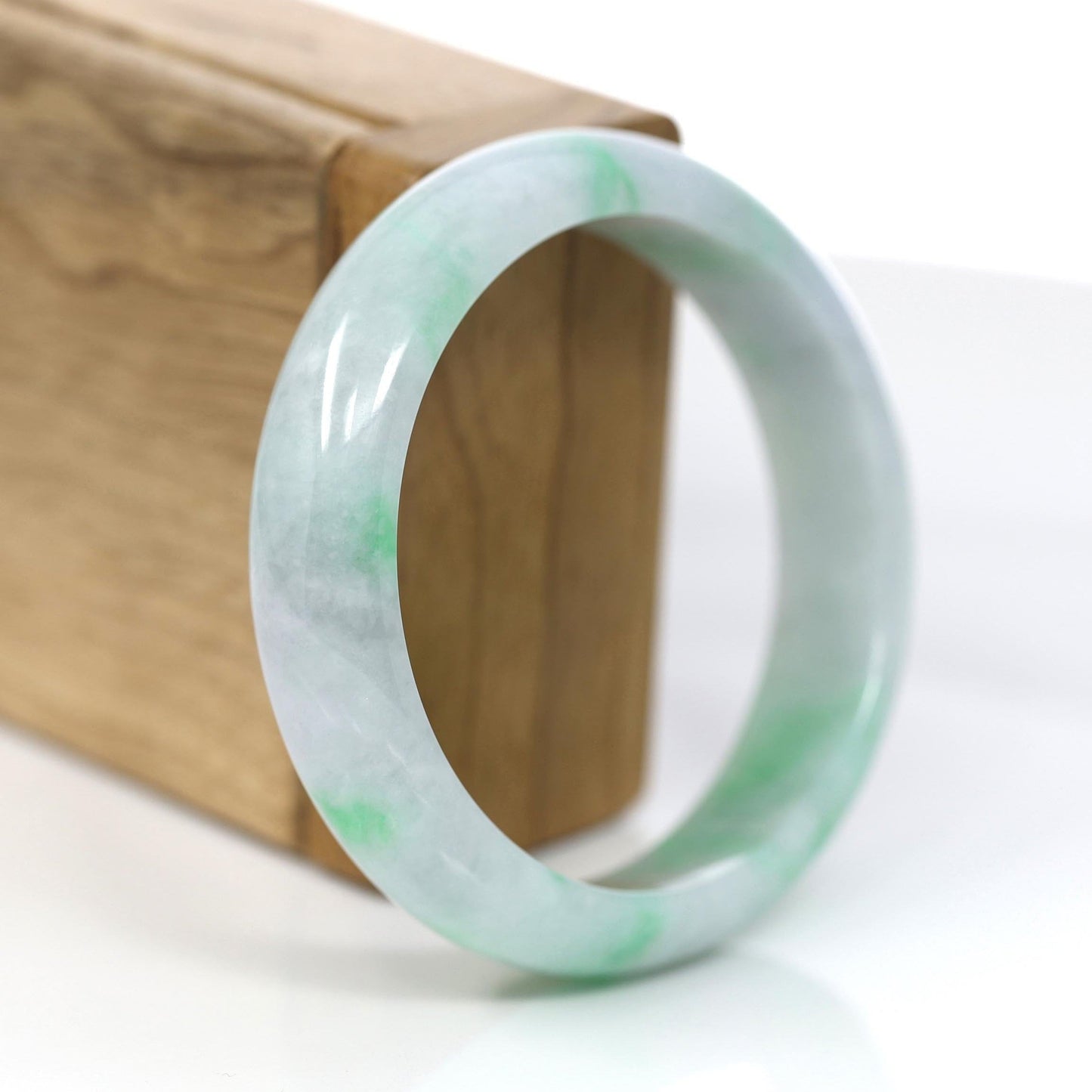 RealJade Co. Jadeite Jade Bangle Bracelet RealJade Co. "Classic Bangle" Genuine Jadeite Jade Lavender Green Bangle Bracelet (57.04mm)#372