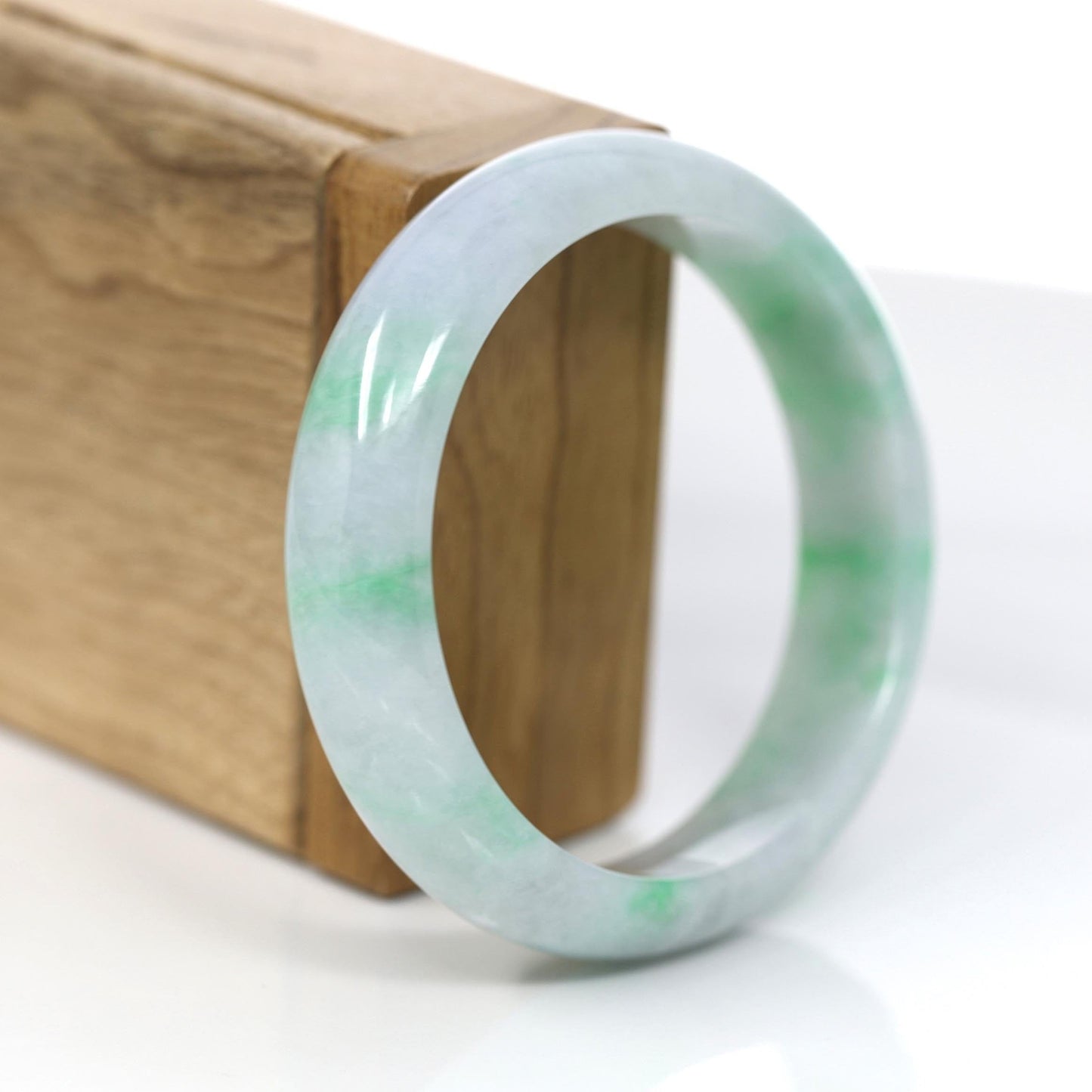 RealJade Co. Jadeite Jade Bangle Bracelet RealJade Co. "Classic Bangle" Genuine Jadeite Jade Lavender Green Bangle Bracelet (57.04mm)#372