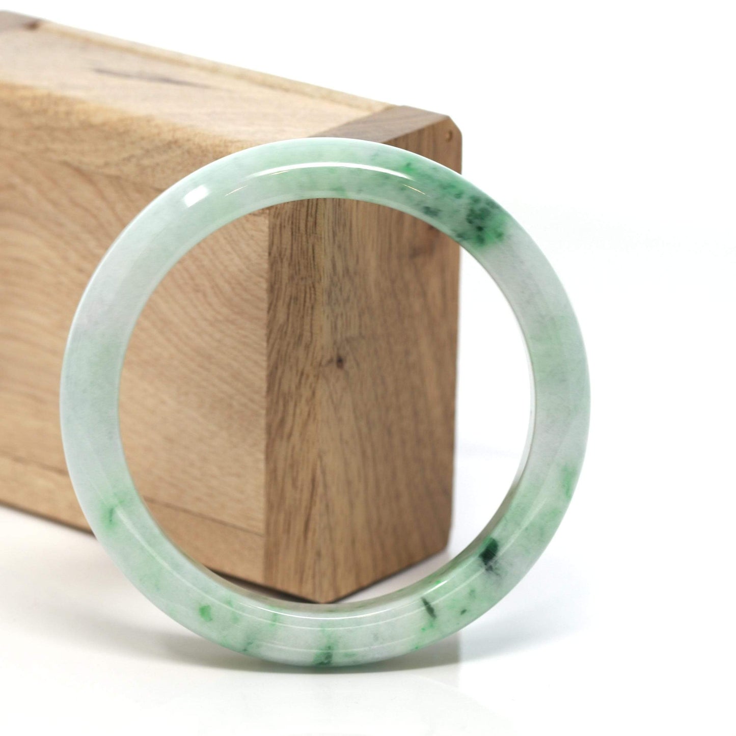 RealJade® "Classic Bangle" Genuine Burmese Green Jadeite Jade Bangle Bracelet (58.4 mm) #168