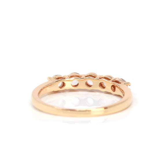 RealJade® "5 Stone Anniversary" 18k Rose Gold Natural Ice Jadeite Band With Diamonds