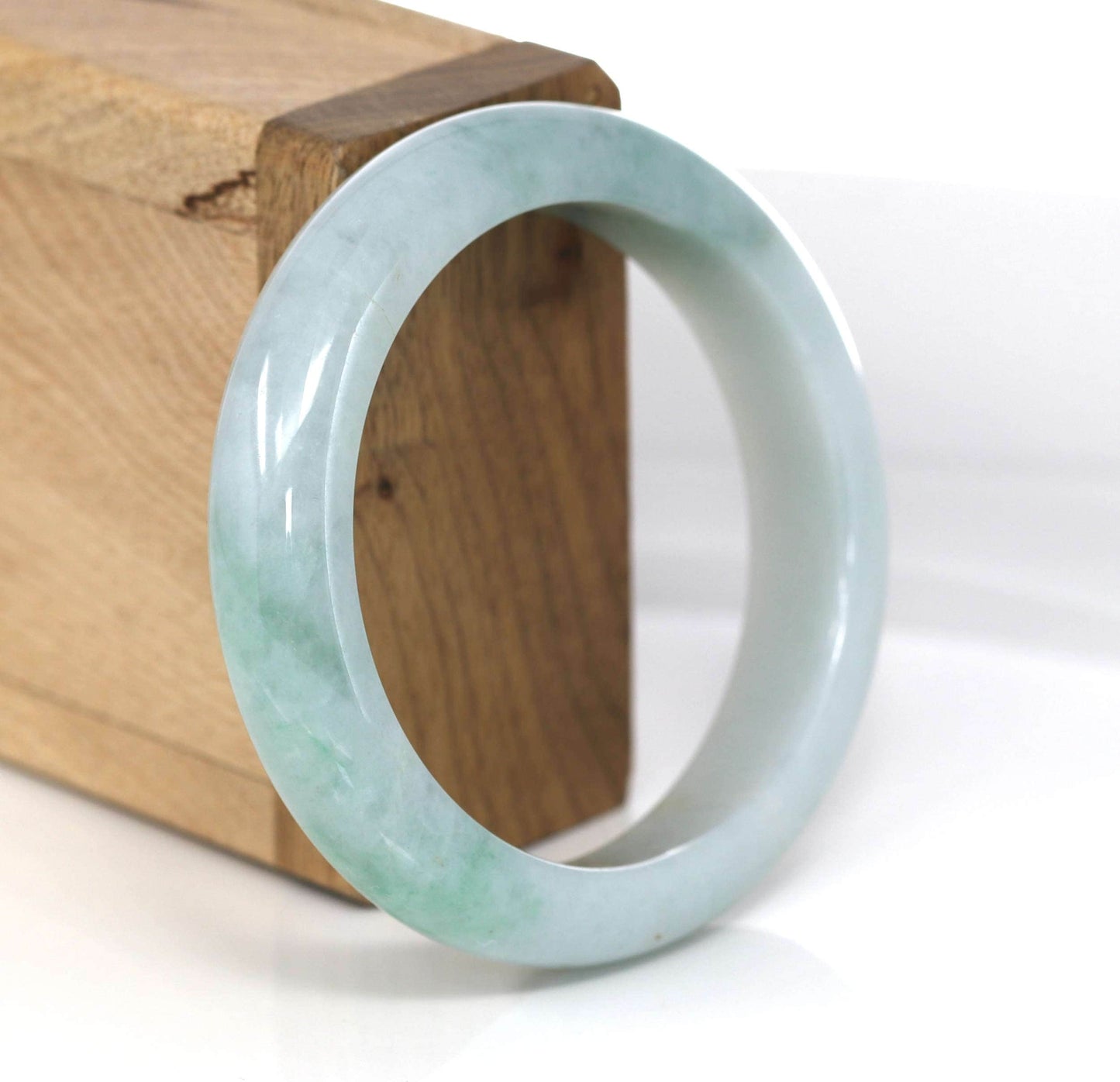 Genuine Burmese Green Jadeite Jade Bangle Bracelet (54.26 mm) #488