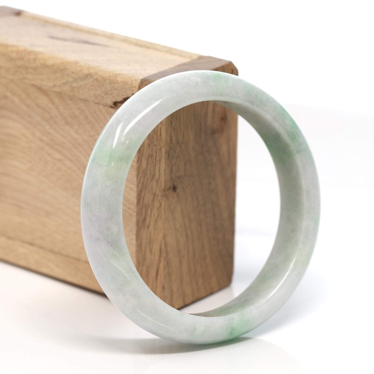 RealJade® "Classic Bangle" Genuine Burmese Green Jadeite Jade Bangle Bracelet (58.28 mm) #155