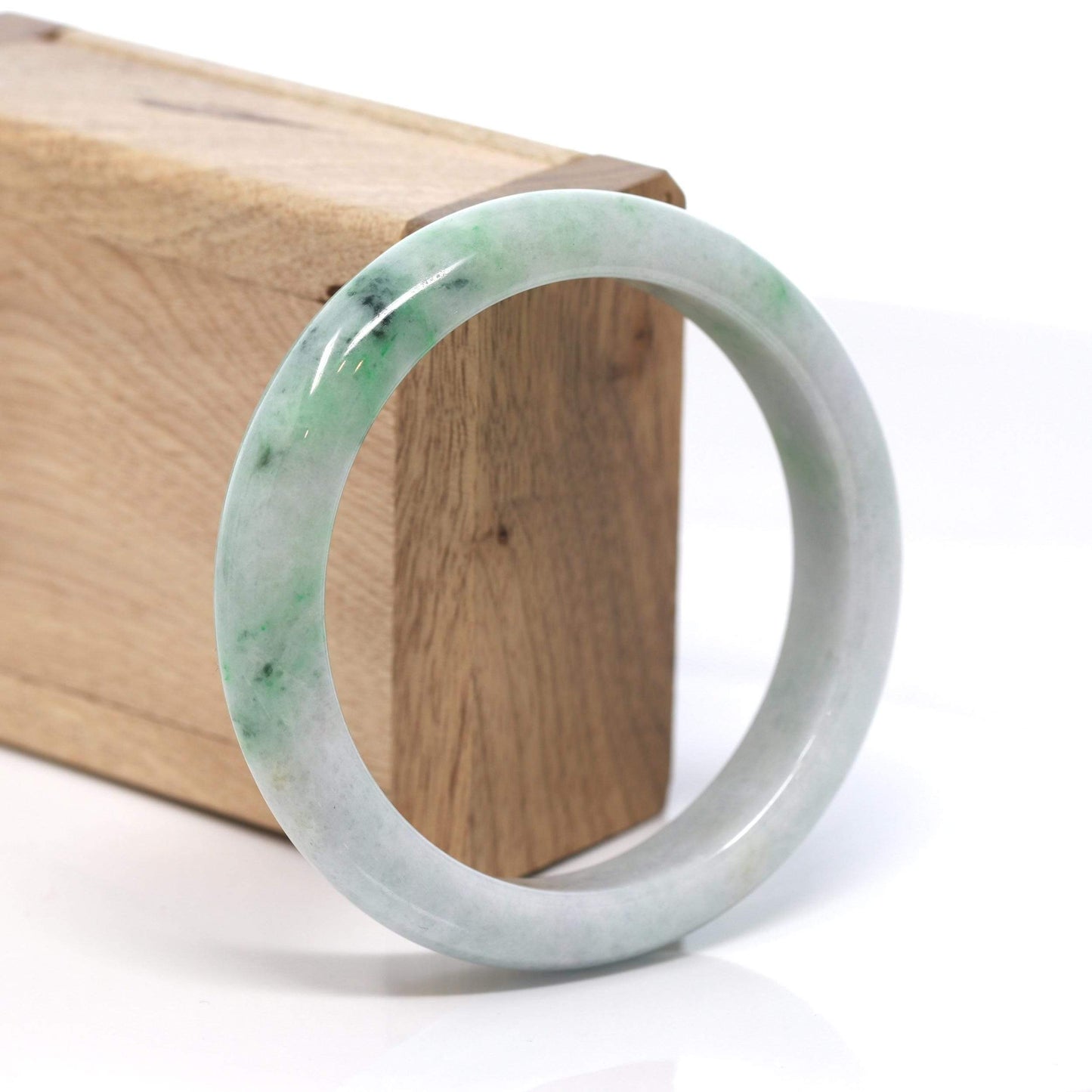 RealJade "Classic Bangle" Genuine Burmese Green Jadeite Jade Bangle Bracelet (58.28 mm) #185