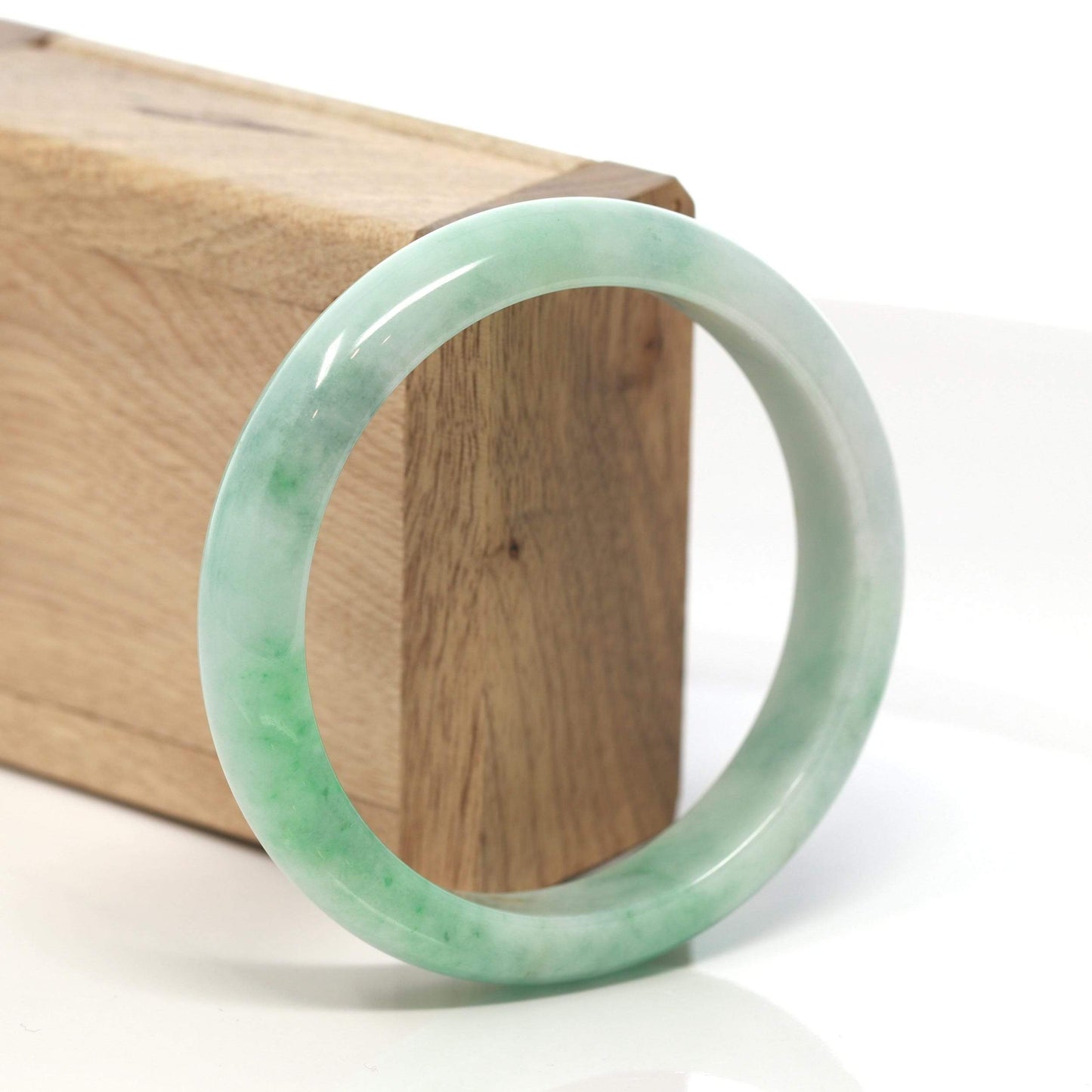 RealJade® "Classic Bangle" Genuine Burmese Green Jadeite Jade Bangle Bracelet ( 59.45 mm) #129