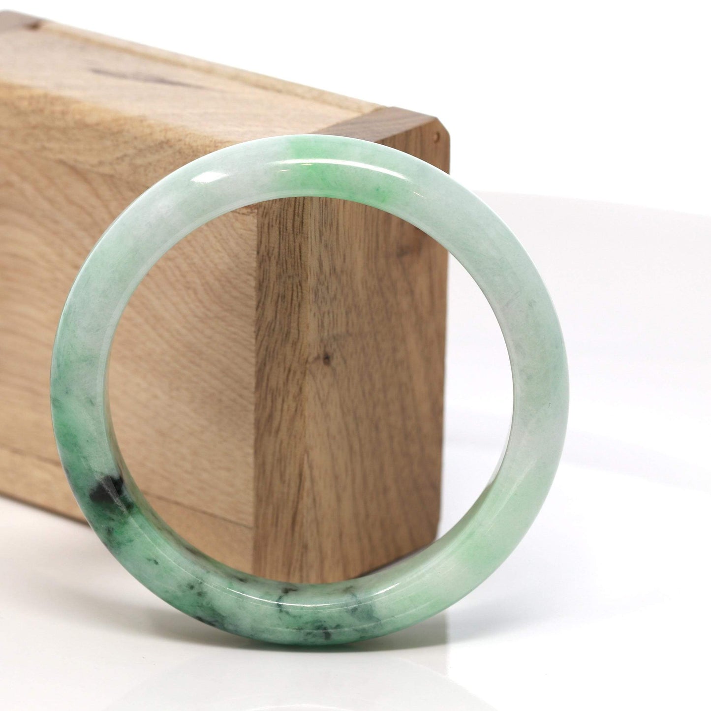 RealJade® "Classic Bangle" Genuine Burmese Green Jadeite Jade Bangle Bracelet ( 58.3 mm) #134