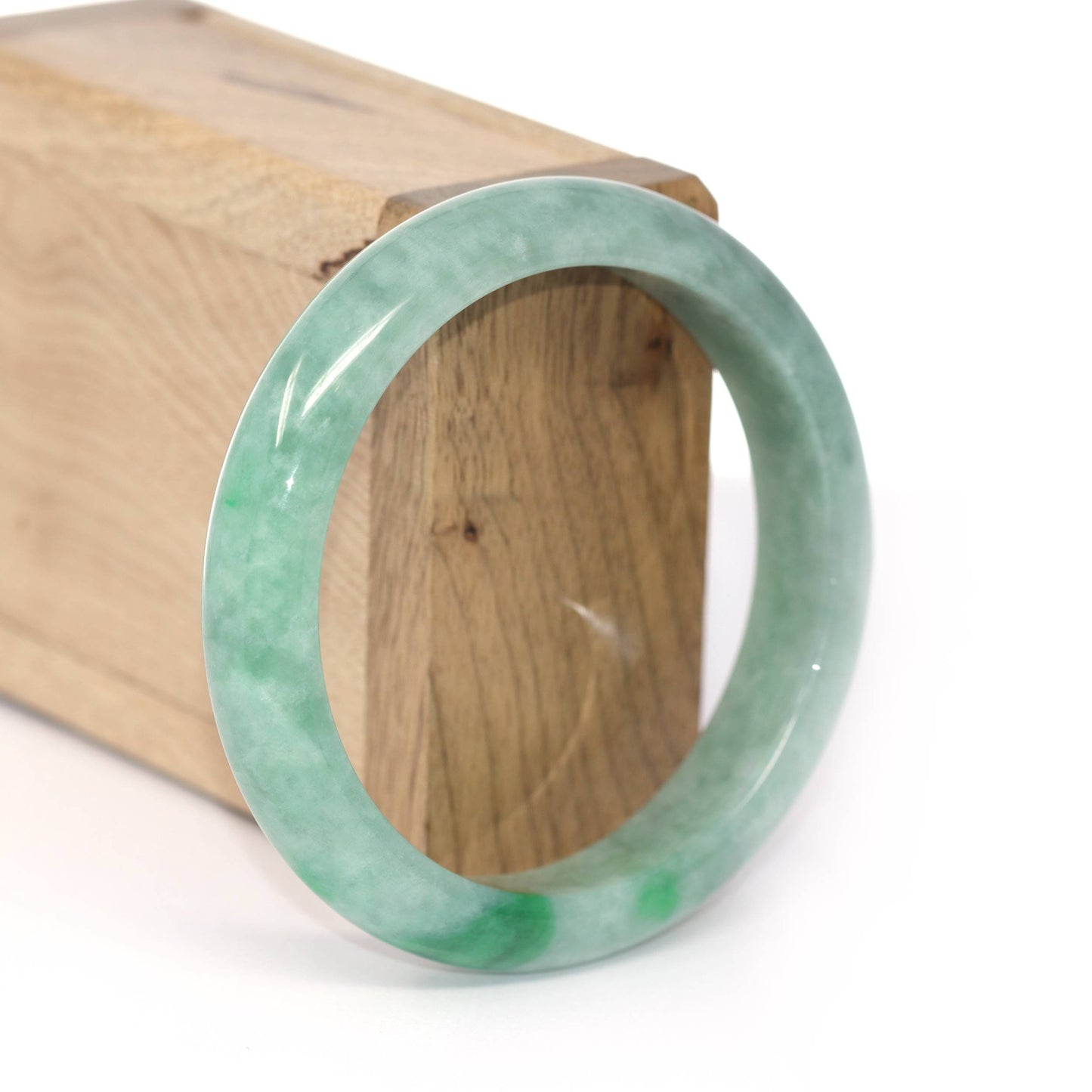 Genuine Burmese Forest Green Jadeite Jade Bangle Bracelet (58.3 mm) #257