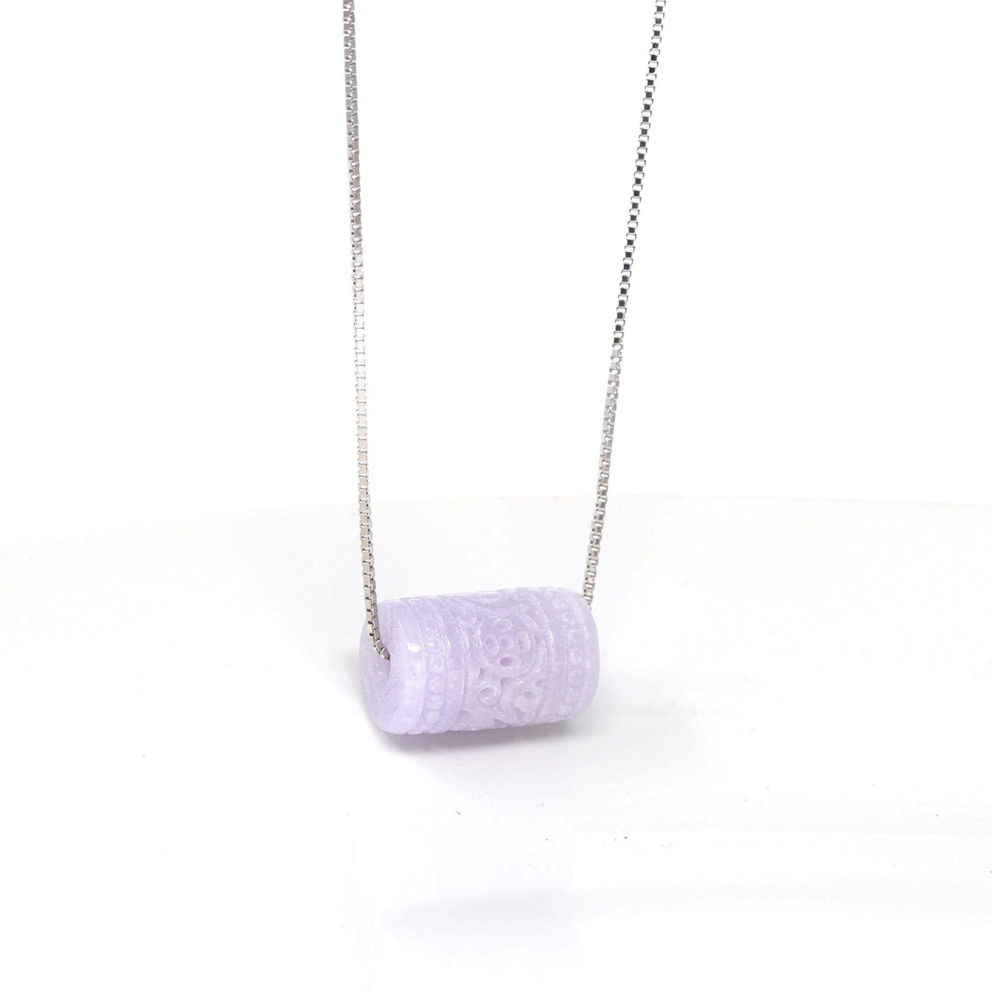 RealJade® "Good Luck Button" Necklace Real Lavender Jade Lucky TongTong Pendant Necklace