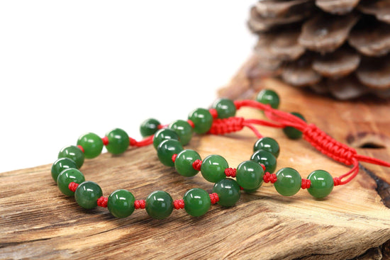 RealJade® Natural Nephrite Jade Bead Bracelet With Red String