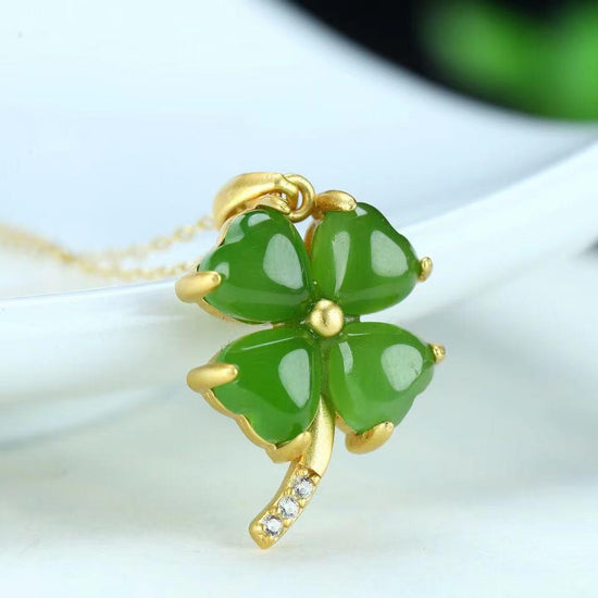 Jewelry  Gold Plated Clover Four Leaf Clover Necklace Green