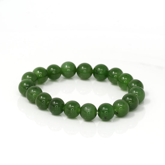 Green Jade Bracelet Beaded Boho Summer High Quality Gemstone Stacking Funky  Gift | eBay