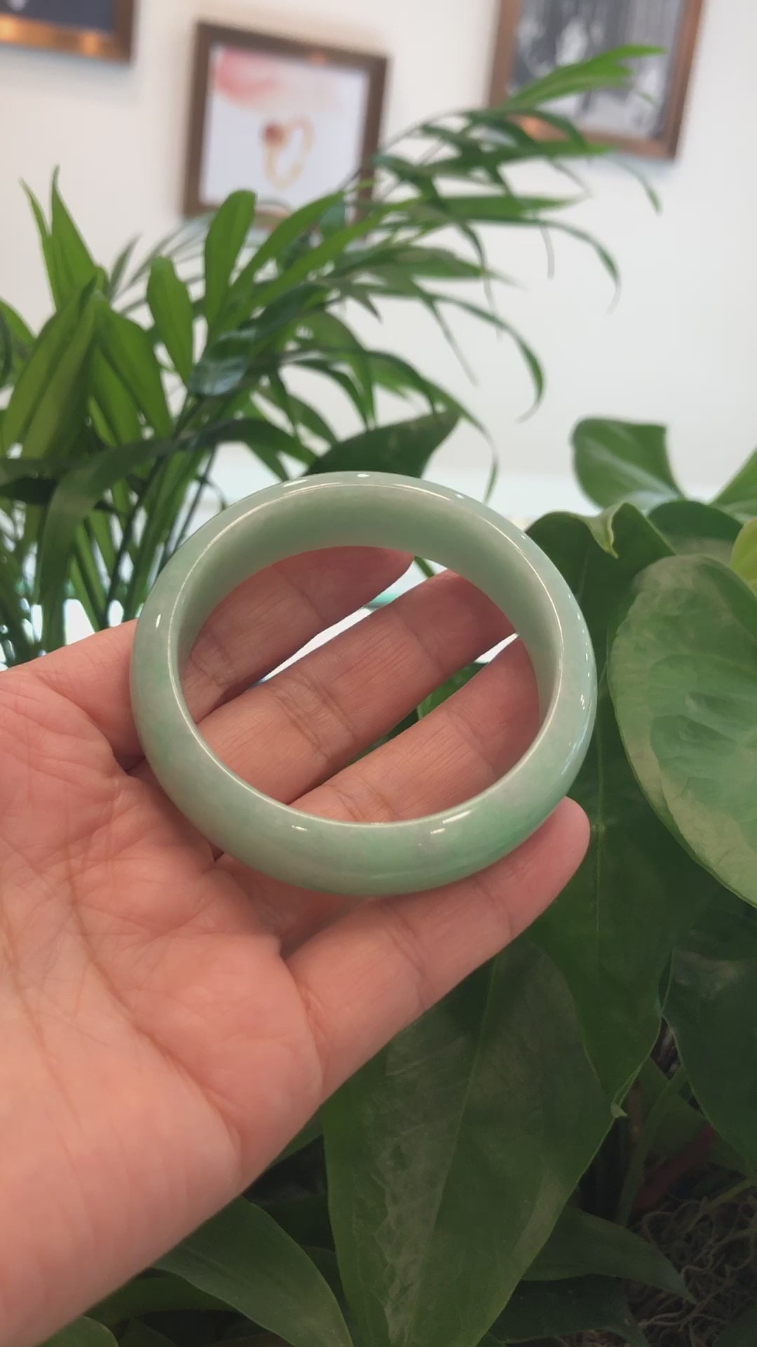 Load and play video in Gallery viewer, High-quality Apple Green Natural Burmese Jadeite Jade Bangle (57.55 mm ) #888
