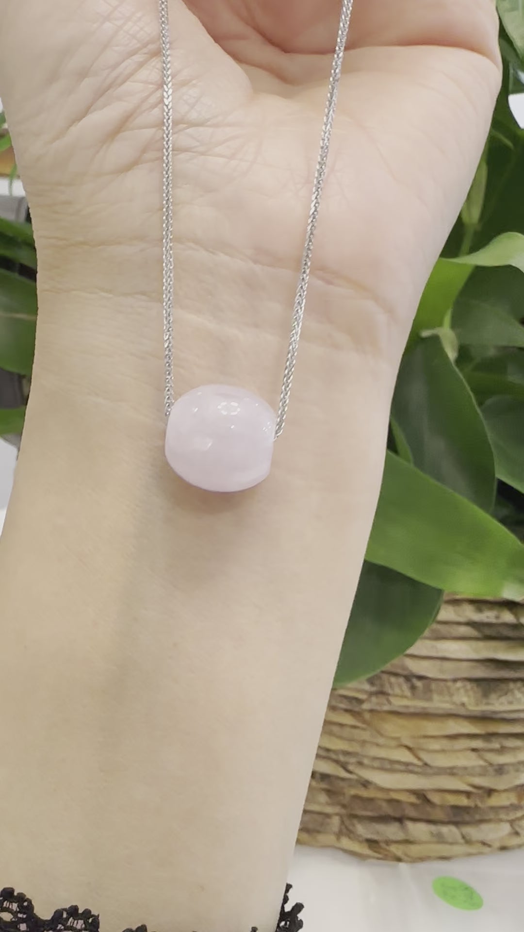 Load and play video in Gallery viewer, RealJade® Co. &amp;quot;Good Luck Button&amp;quot; Necklace Real Lavender Jade Lucky TongTong Pendant Necklace
